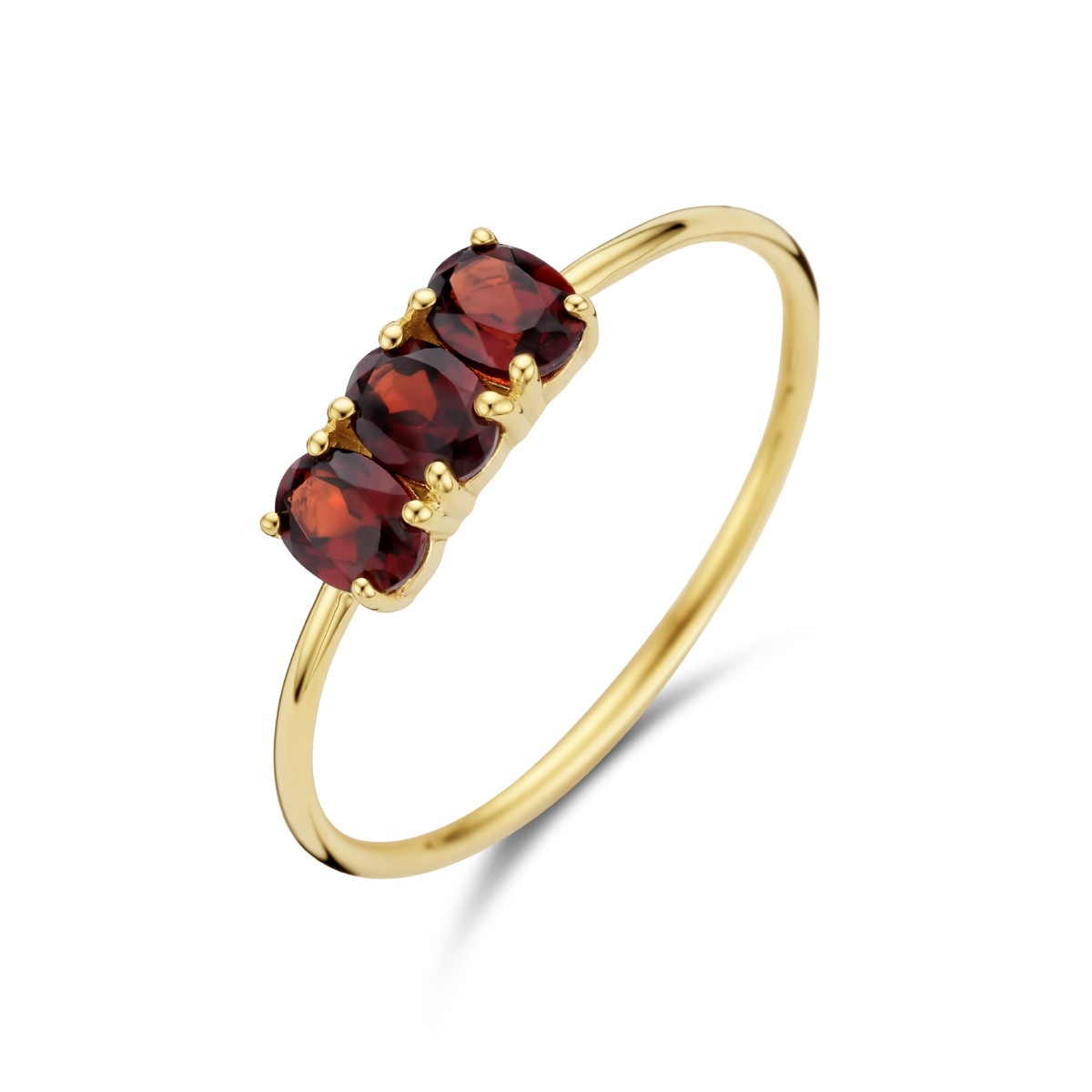 Ring trilogie granaat 14K geelgoud
