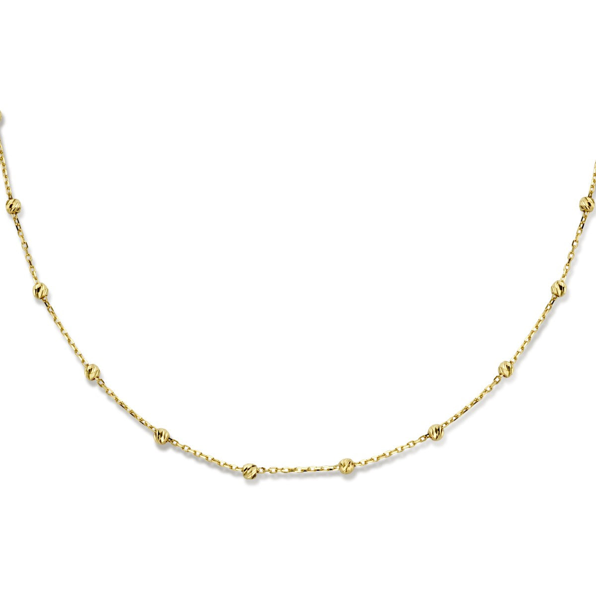 Fantasy Collection Collier bolletjes gediamanteerd 2,5 mm 40 - 42 - 44 cm 14K geelgoud