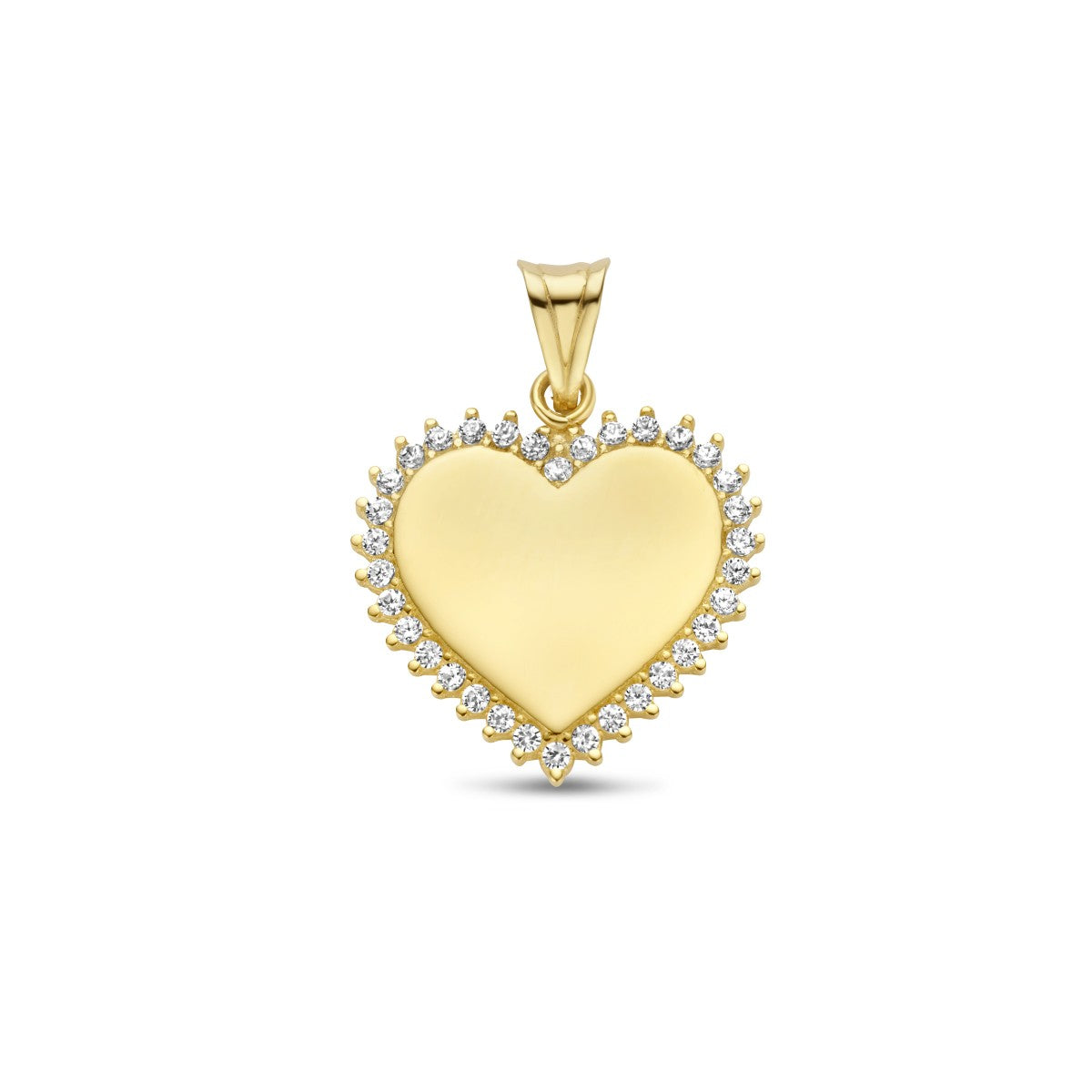 Fantasy Collection Graveerhanger hart zirkonia 14K geelgoud
