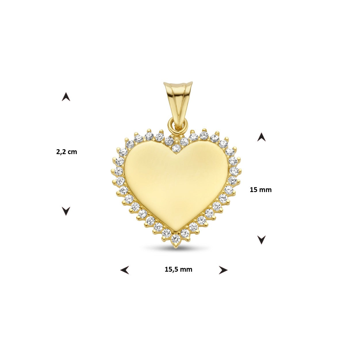 Fantasy Collection Graveerhanger hart zirkonia 14K geelgoud
