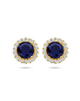 14K Geelgoud Oorknoppen Saffier Zirkonia Halo 4026672 - PansiteNederland.nl