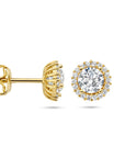 14K Geelgouden Oorknoppen zirkonia halo 4026679 - PansiteNederland.nl