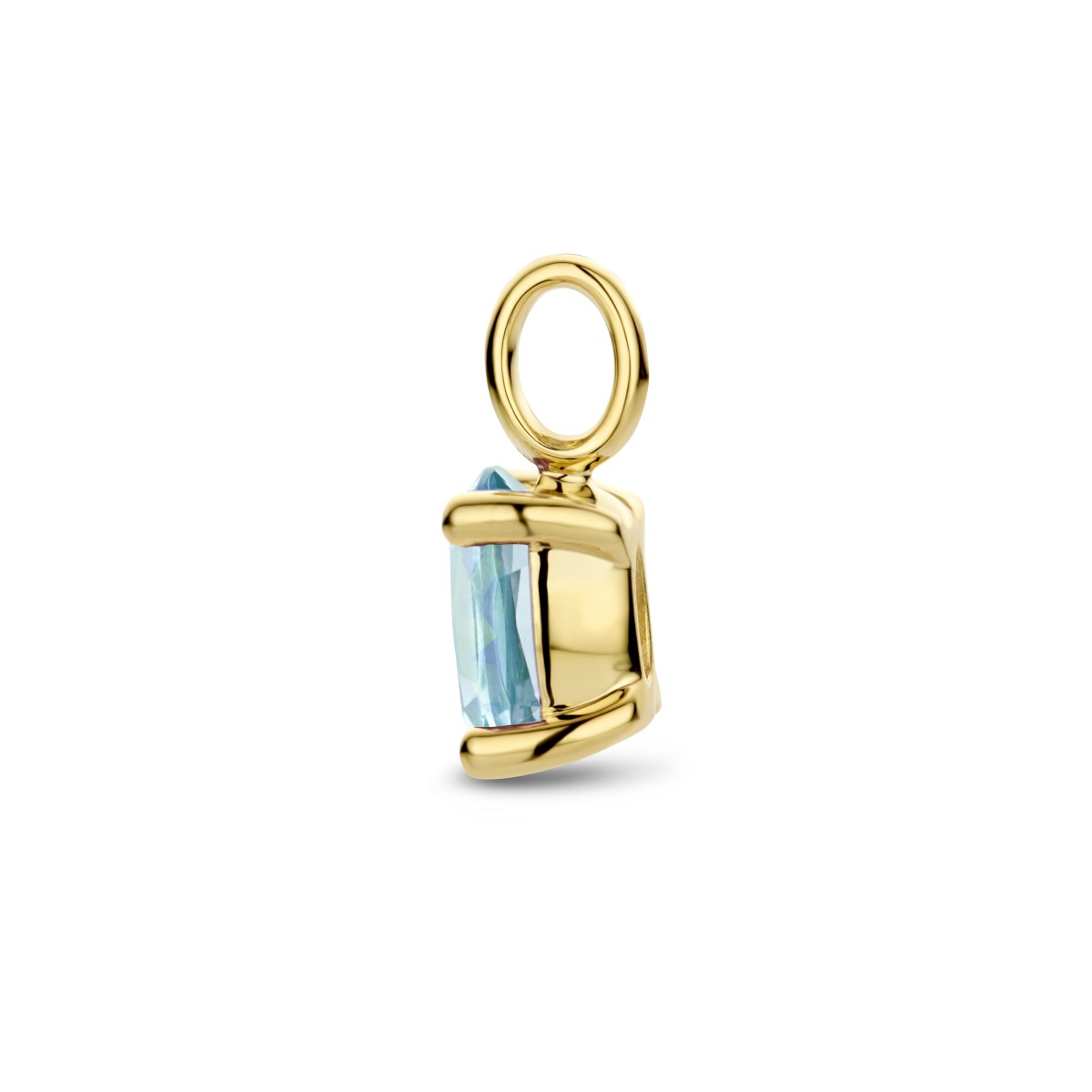 Hanger blauw topaas 12 mm 14K geelgoud
