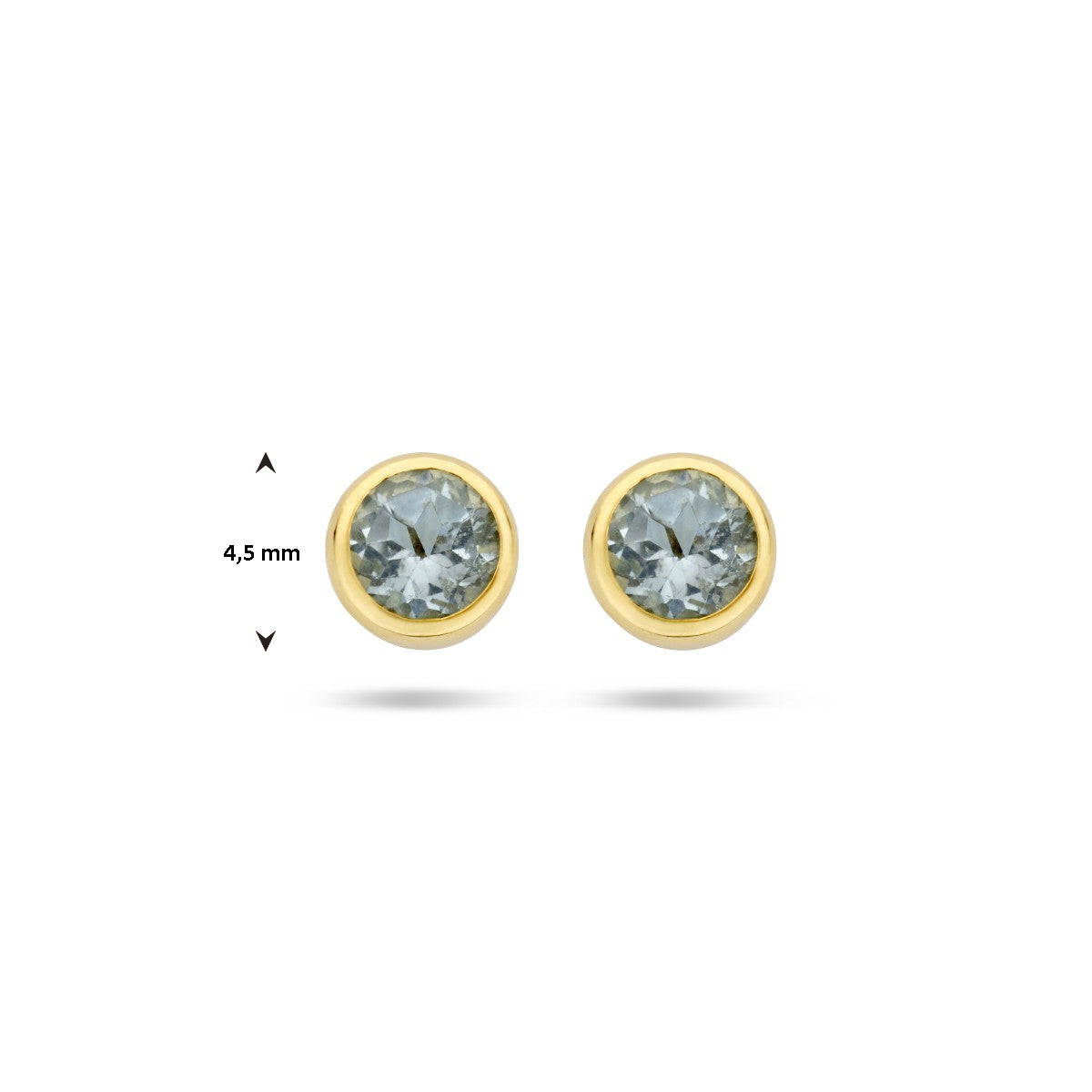 Oorbellen blauw topaas 4,5 mm 14K geelgoud