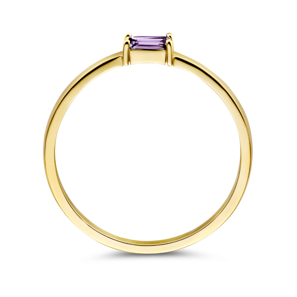 Ring met geboortesteen amethist juni 14K geelgoud