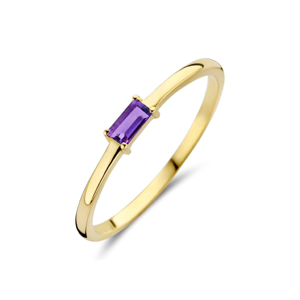 Ring met geboortesteen paarse amethist februari 14K geelgoud 2,5 mm – 4027240