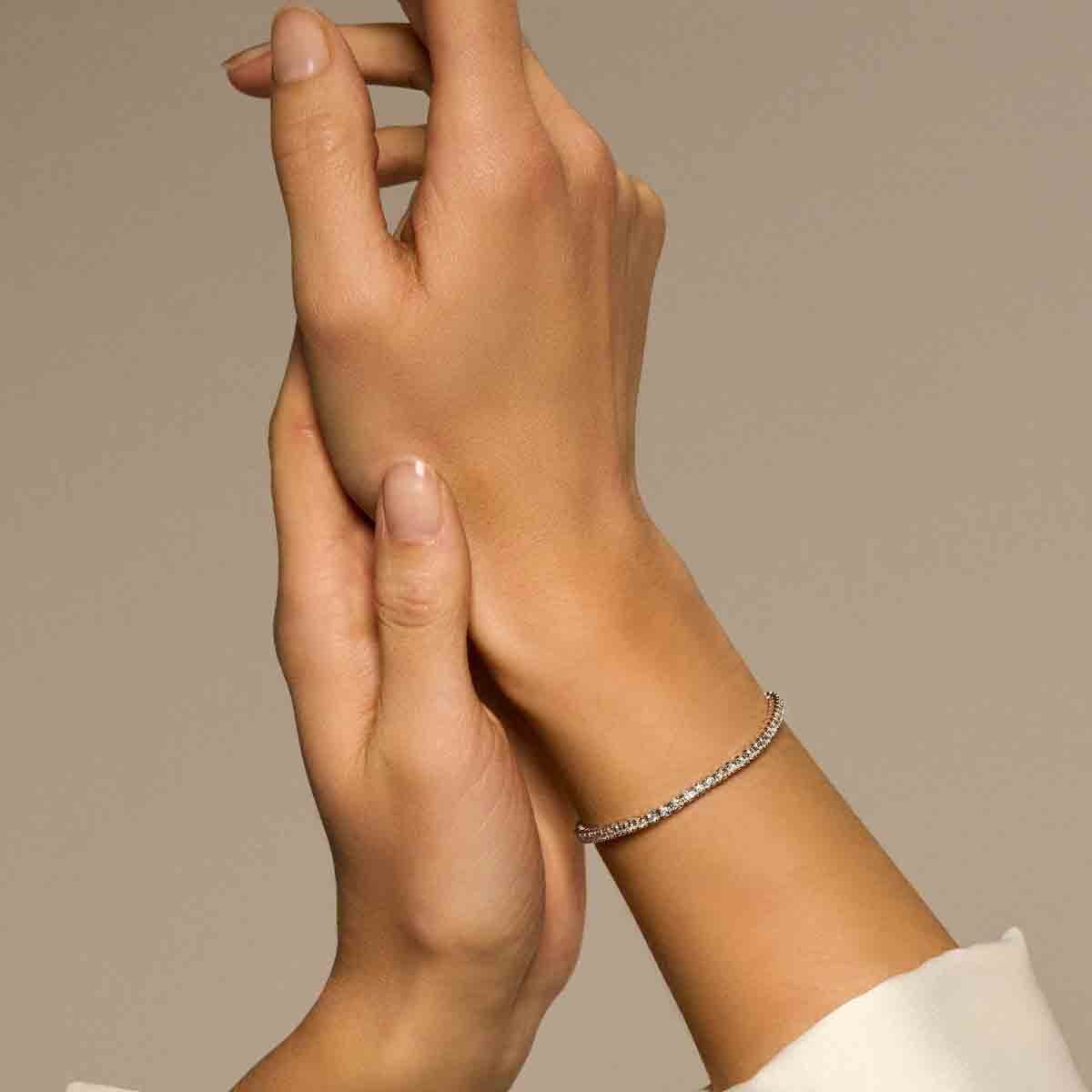Tennisarmband diamant 1.00ct h si 2,0 mm 17,5 cm 14K geelgoud