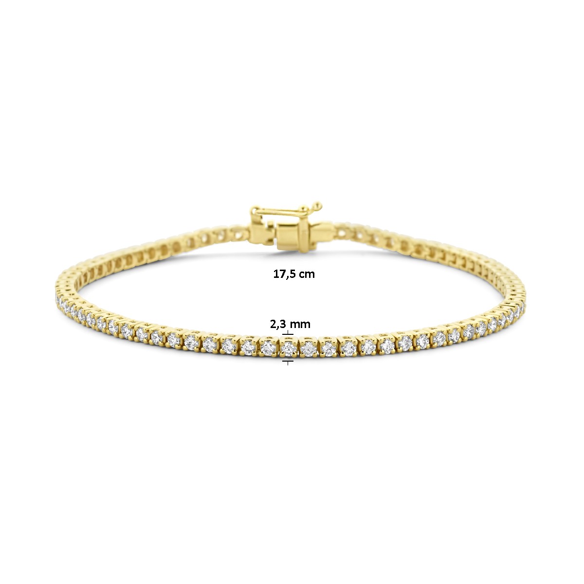 Tennisarmband lab grown diamant 2.00ct g si 2,3 mm 17,5 cm 14K geelgoud