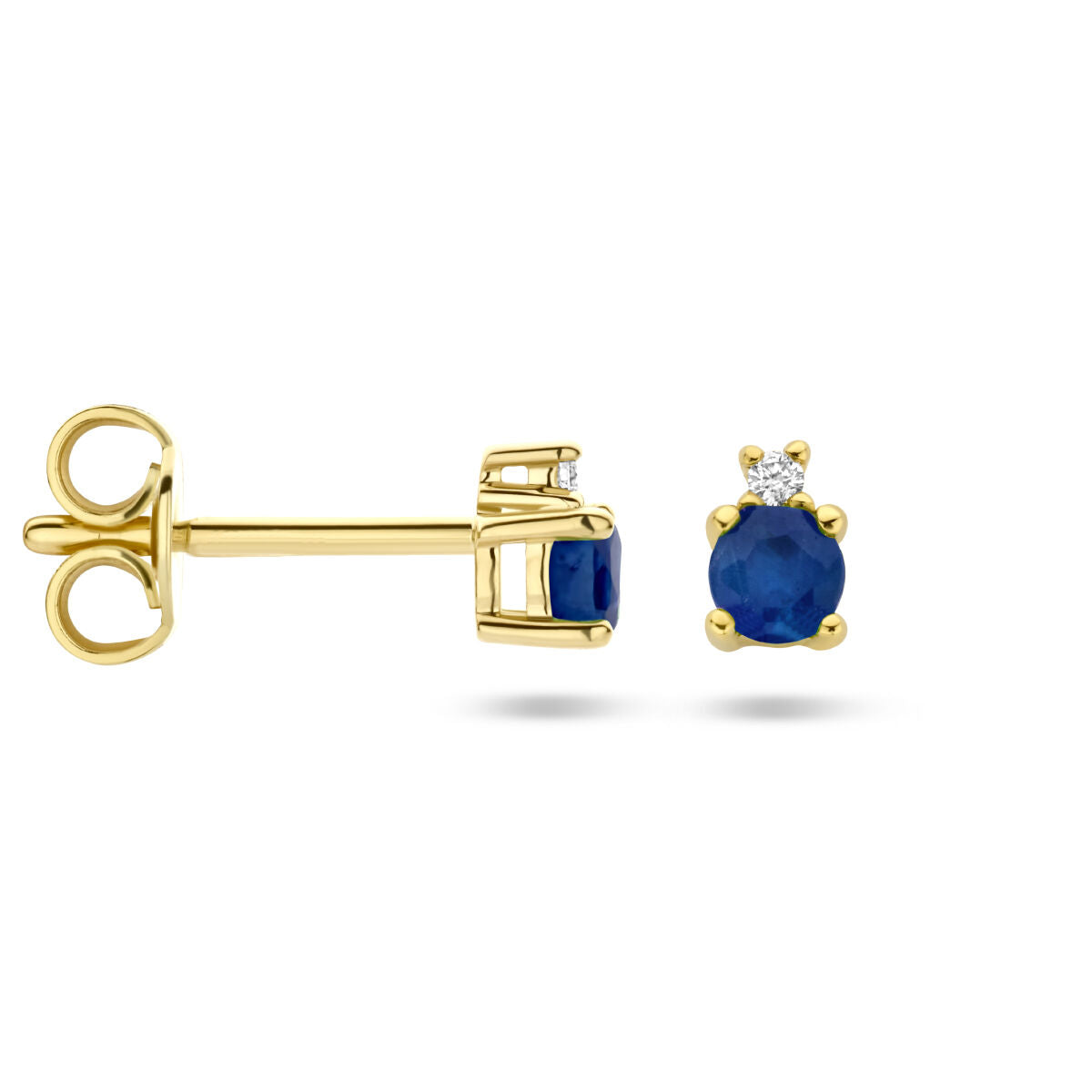Fantasy Collection Oorbellen saffier en diamant 0.015ct (2x 0.0075ct) h p1 14K geelgoud