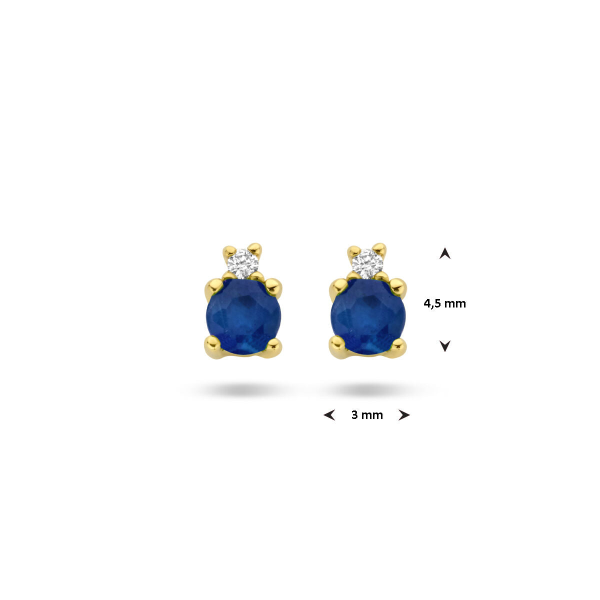Fantasy Collection Oorbellen saffier en diamant 0.015ct (2x 0.0075ct) h p1 14K geelgoud