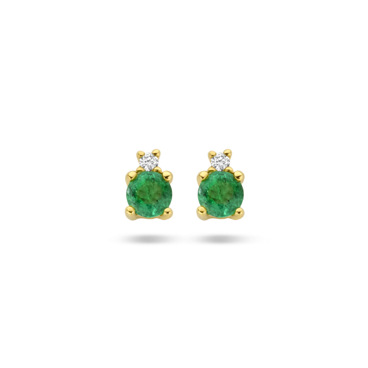 Fantasy Collection Oorbellen smaragd en diamant 0.015ct (2x 0.0075ct) h p1 14K geelgoud
