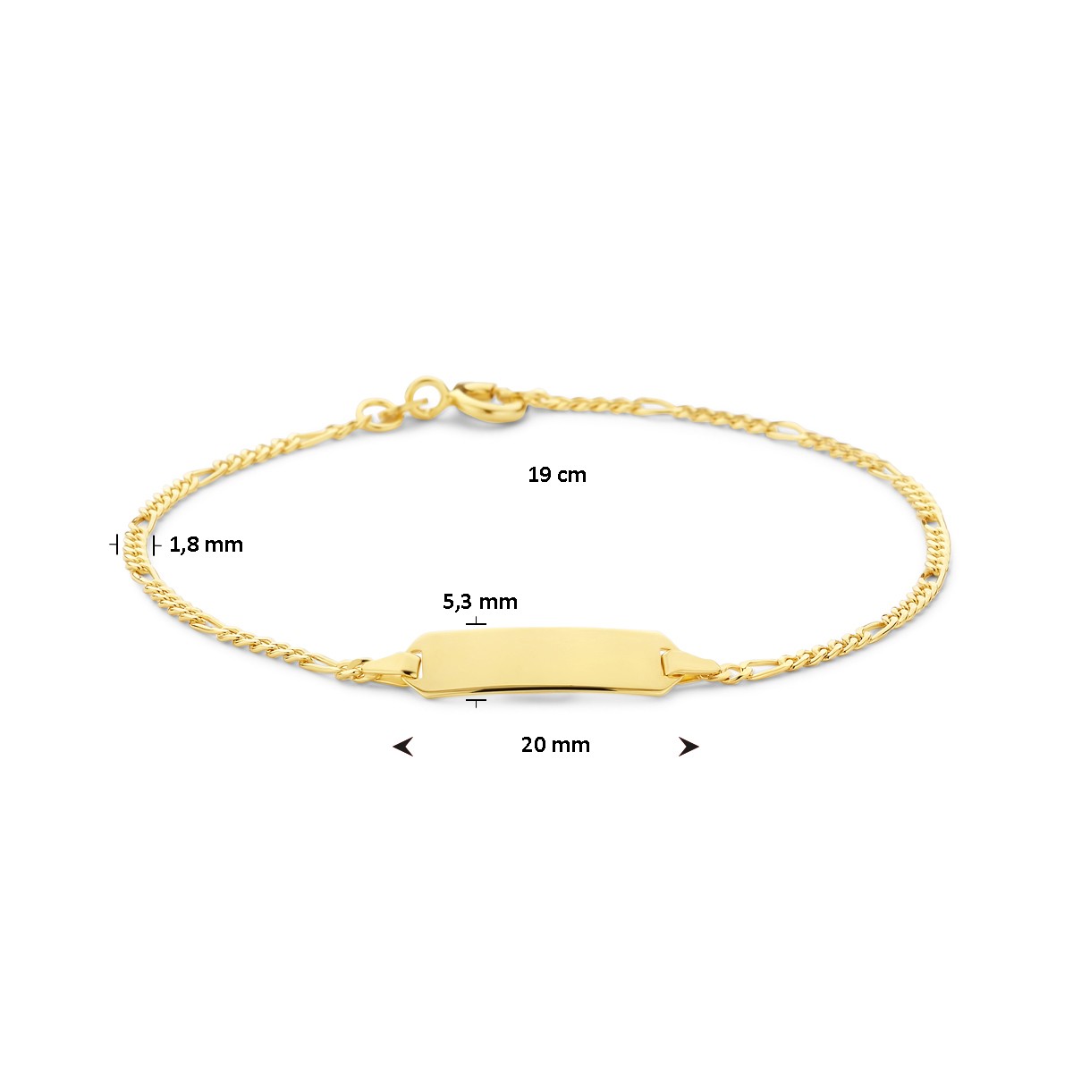 Graveerarmband plaat 5,3 mm 15,5 - 19 cm 14K geelgoud