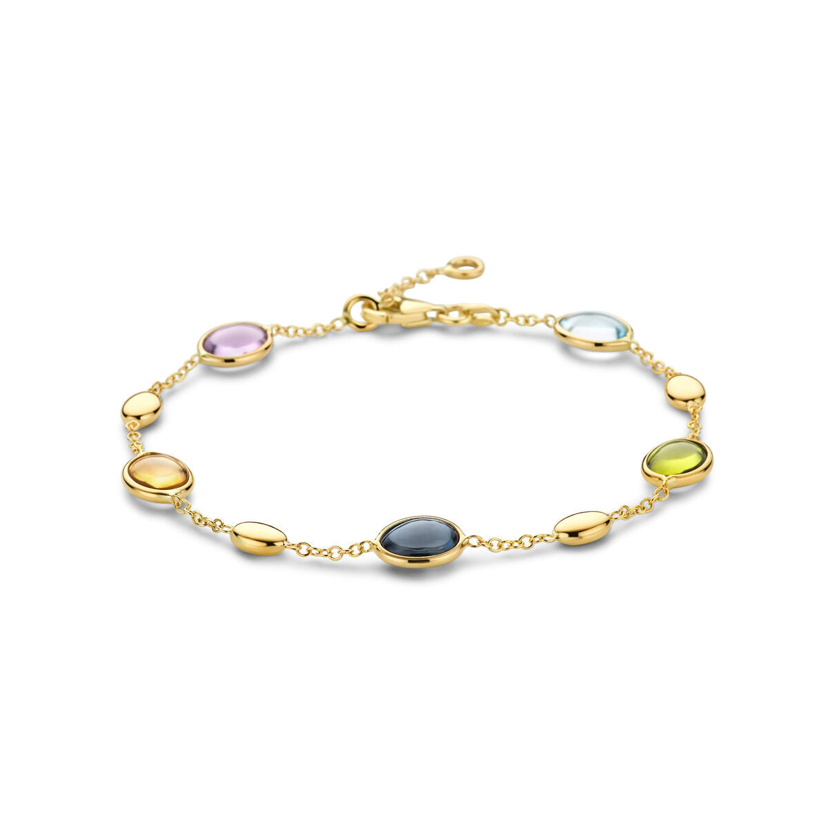 Fantasy Collection Armband natuurlijke kleurstenen 17 - 19 cm 14K geelgoud