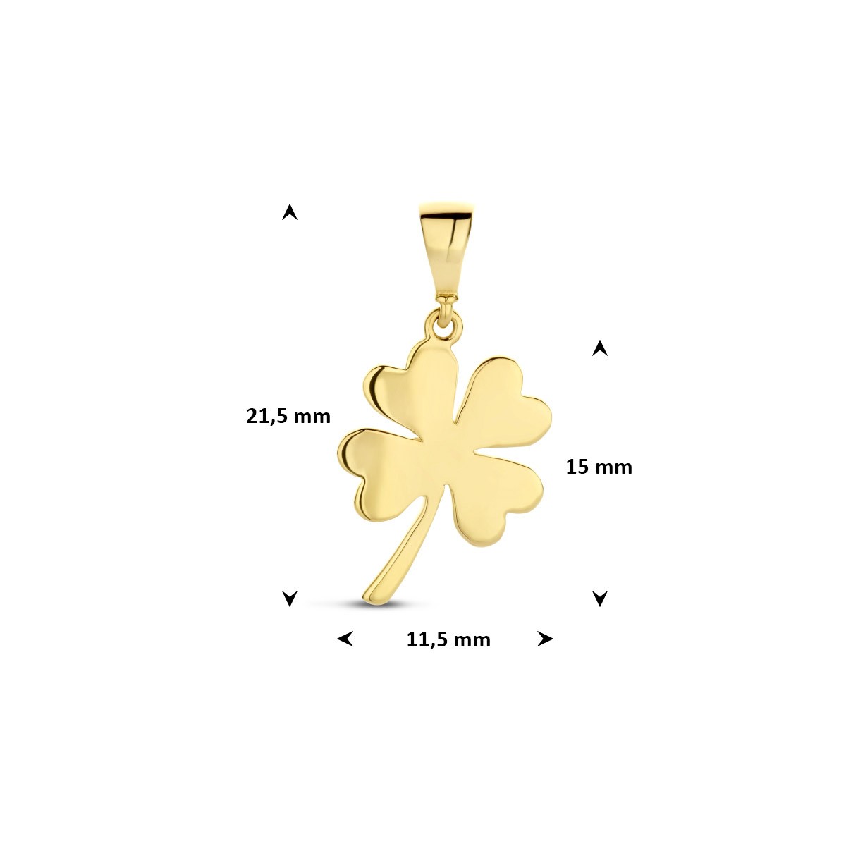 Hanger klavertje 15 mm 14K geelgoud