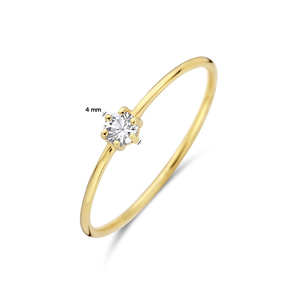 Ring met geboortesteen wit topaas april 14K geelgoud