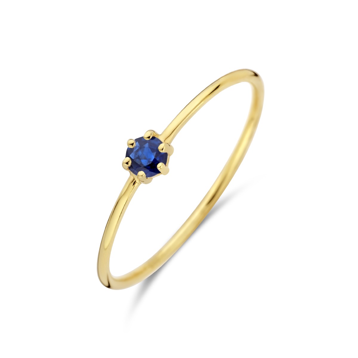 Ring met geboortesteen blauwe saffier september 14K geelgoud 4 mm – 4027663