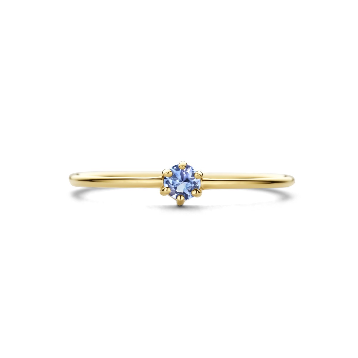 Ring met geboortesteen tanzaniet december 14K geelgoud