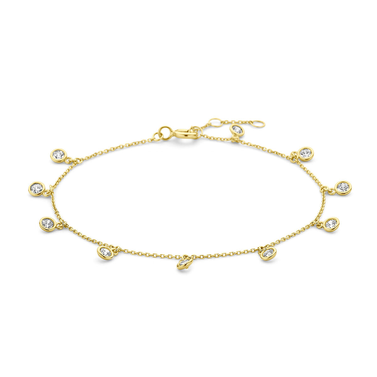 Fantasy Collection Armband zirkonia 16,5 - 17,5 - 18,5 mm 14K geelgoud