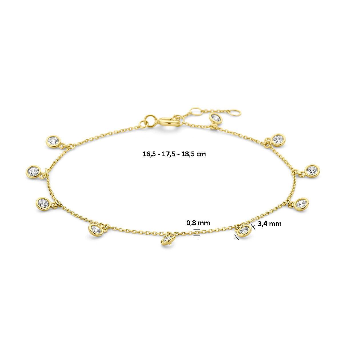 Fantasy Collection Armband zirkonia 16,5 - 17,5 - 18,5 mm 14K geelgoud
