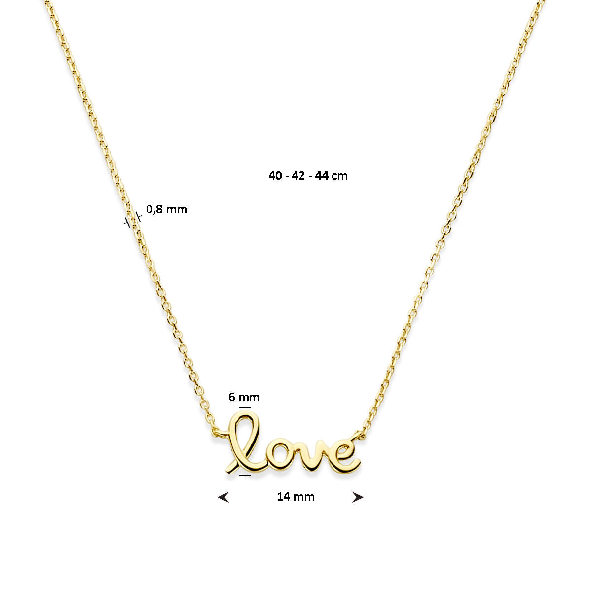 Fantasy Collection Collier love 40 - 42 - 44 cm 14K geelgoud