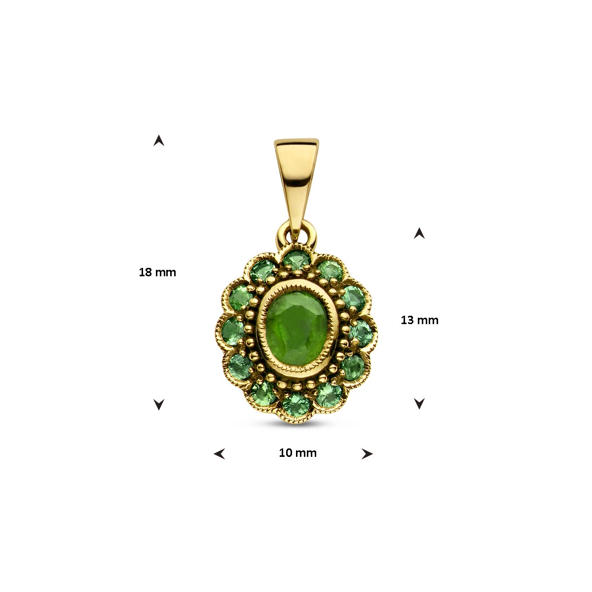 Hanger smaragd 14K geelgoud