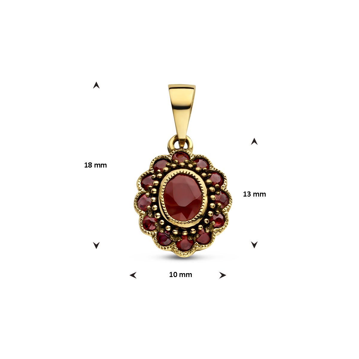 Hanger robijn 14K geelgoud