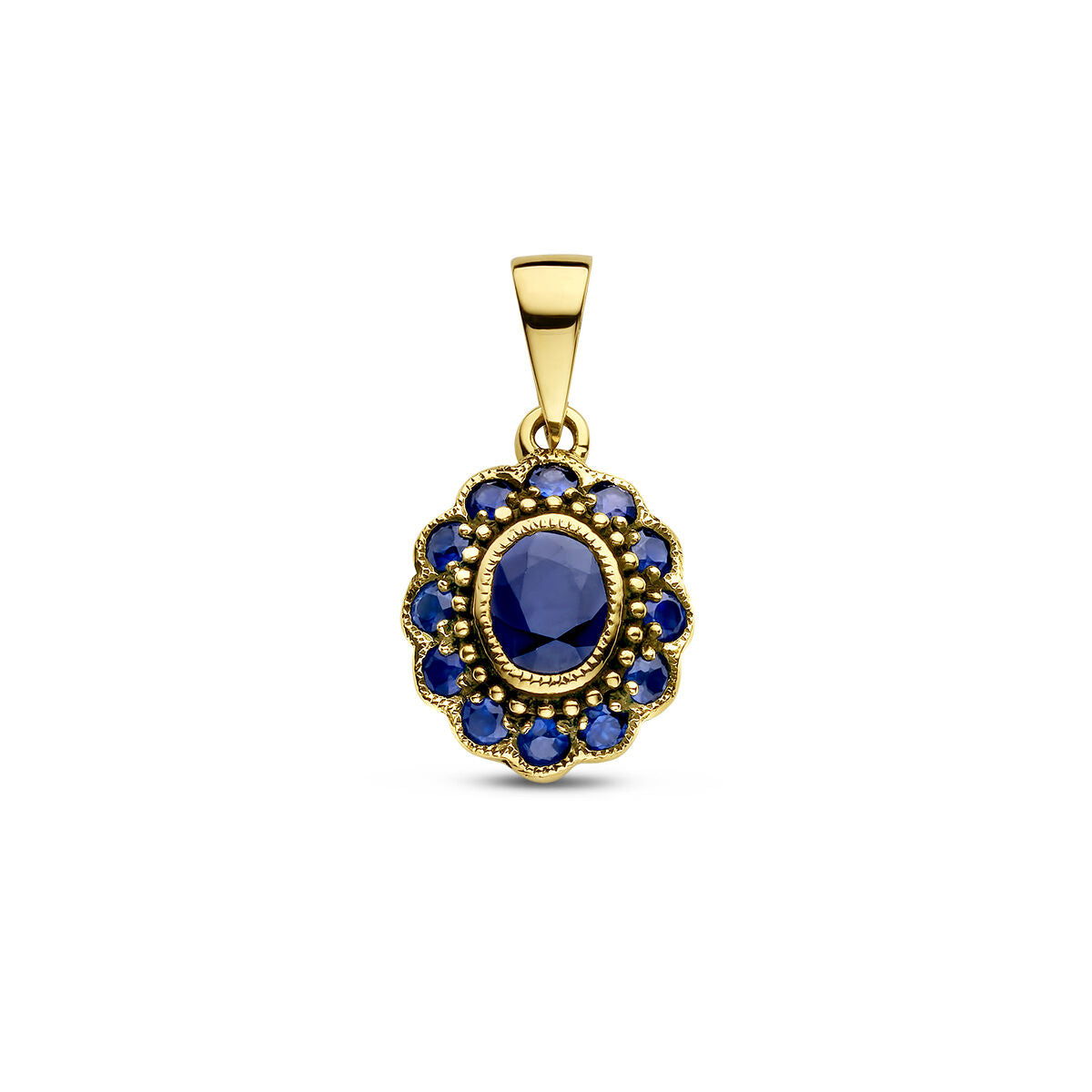 Fantasy Collection Hanger saffier 14K geelgoud