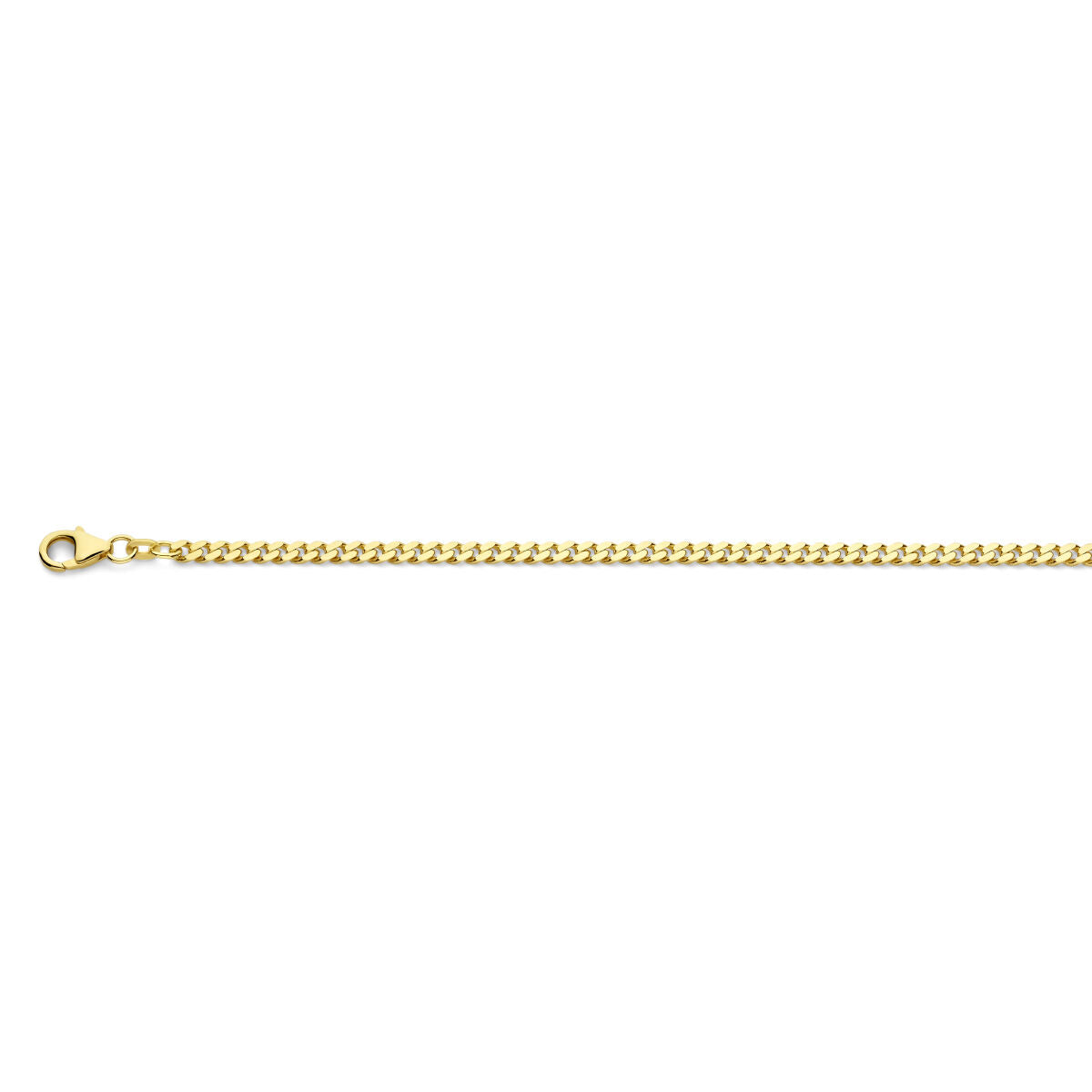 Fantasy Collection Collier gourmette 2 zijdes geslepen 3,4 mm massief 14K geelgoud