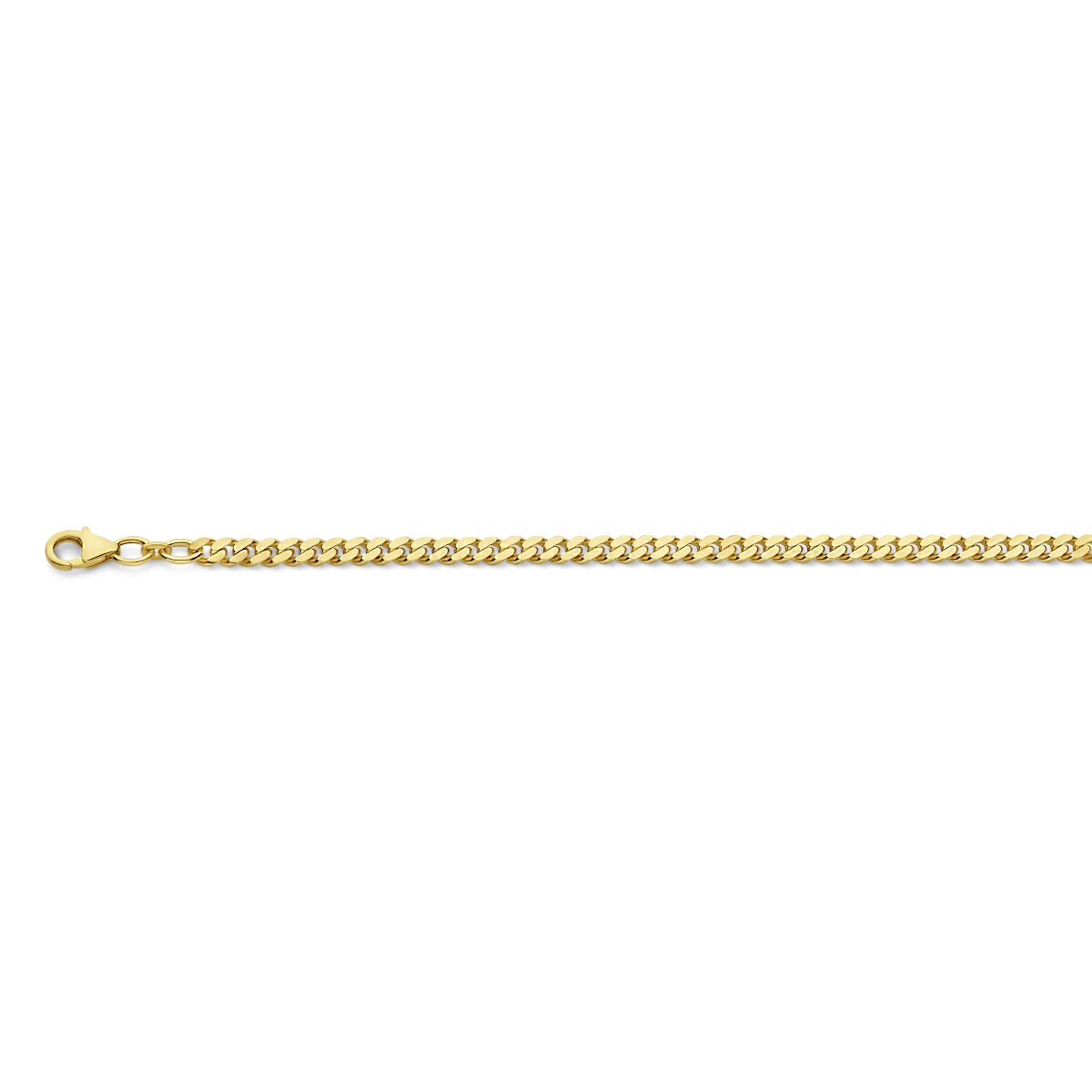 Fantasy Collection Collier gourmette 2 zijdes geslepen 4,1 mm massief 14K geelgoud