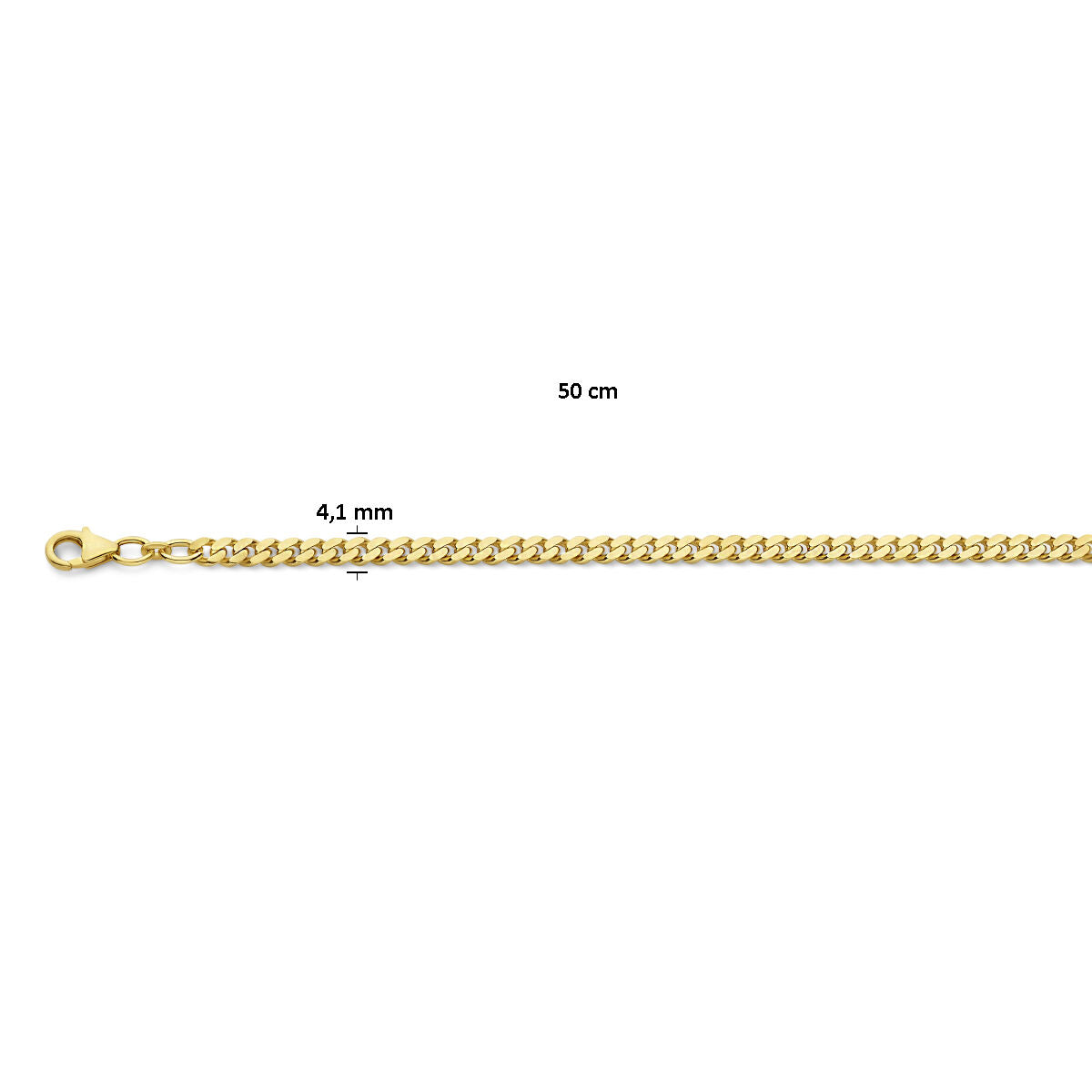 Fantasy Collection Collier gourmette 2 zijdes geslepen 4,1 mm massief 14K geelgoud