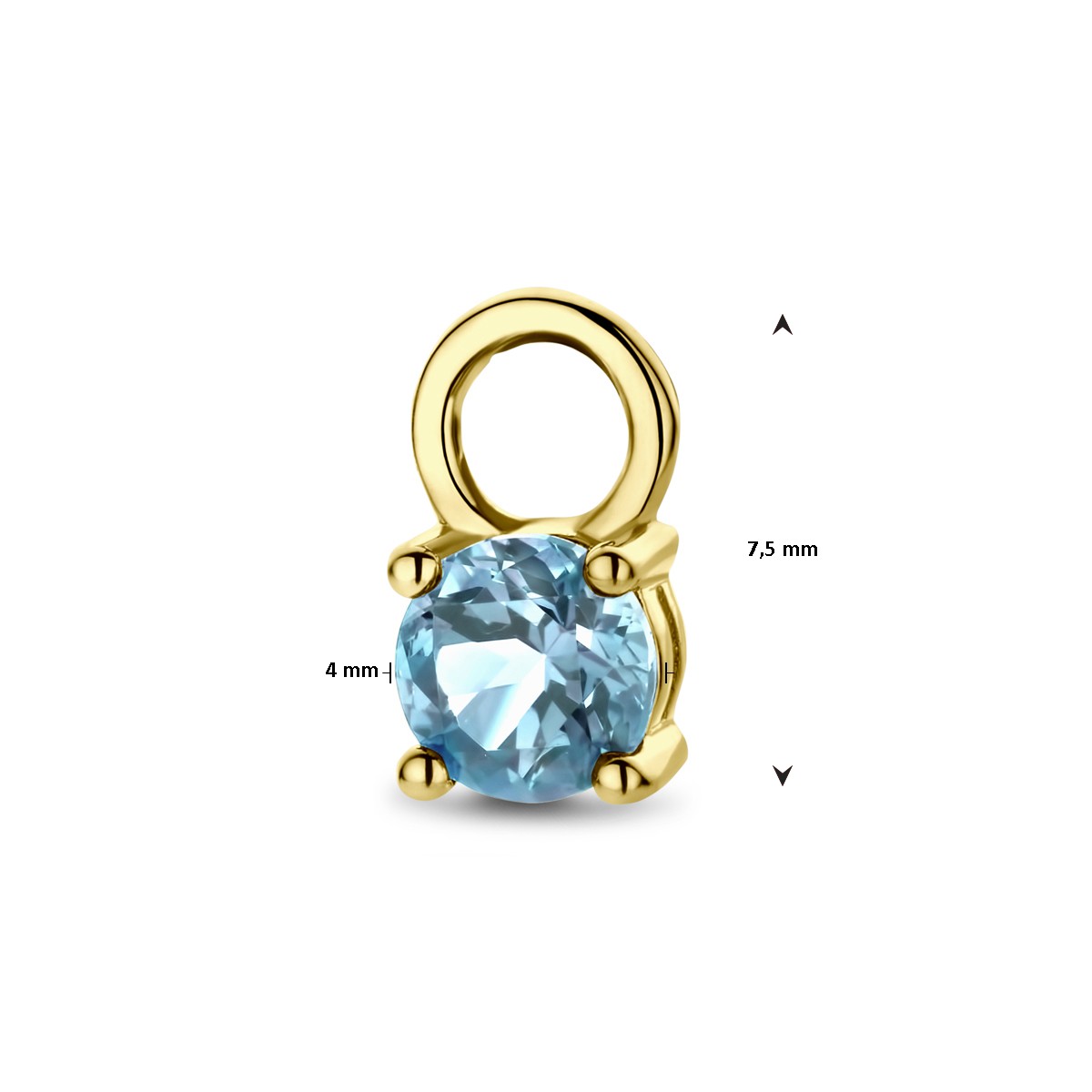 Hangende oorbellen blauw topaas per stuk 14K geelgoud