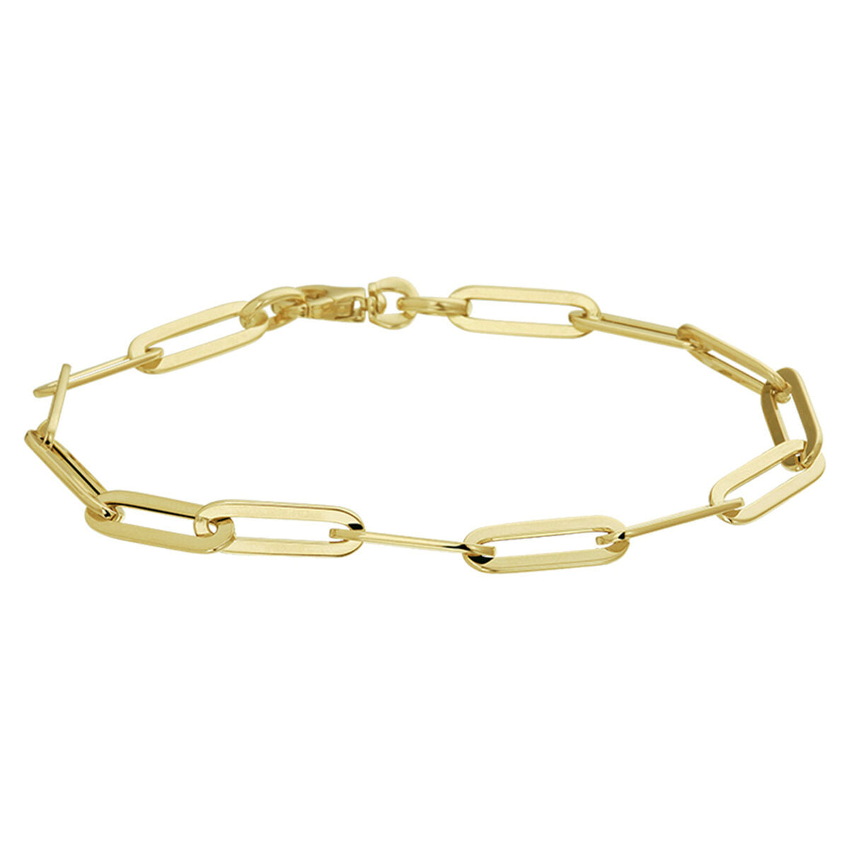 Fantasy Collection Armband paperclip platte buis 5,0 mm 19 cm 14K geelgoud