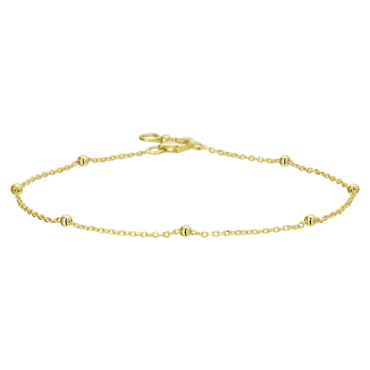 Fantasy Collection Armband anker bolletjes 1,0 mm 17 - 19 cm 14K geelgoud
