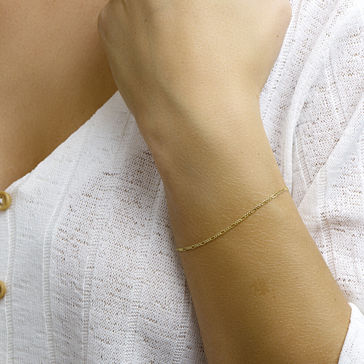 Fantasy Collection Armband figaro 1,5 mm 14K geelgoud