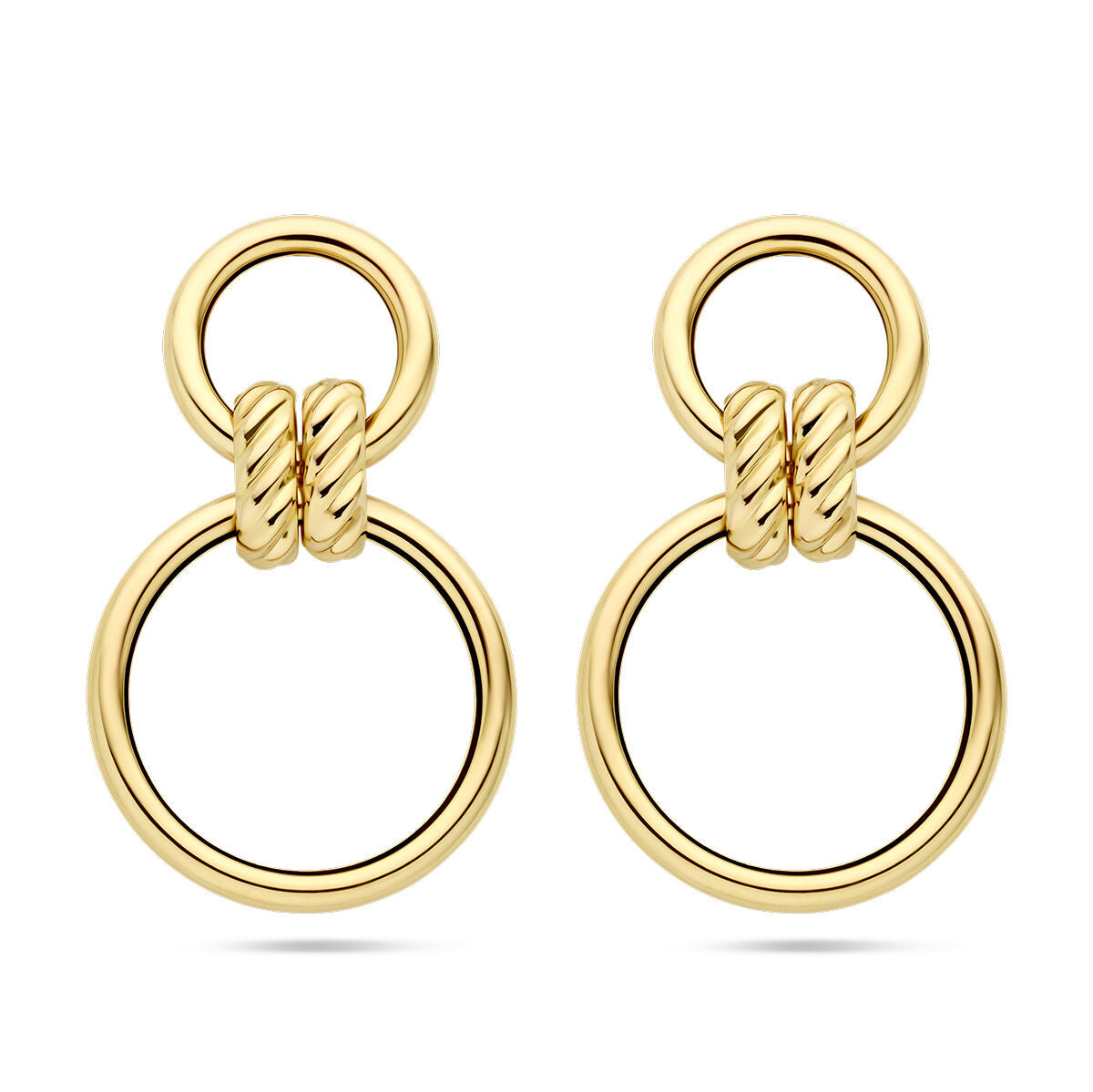 Fantasy Collection Hangende oorbellen cirkels 14K geelgoud