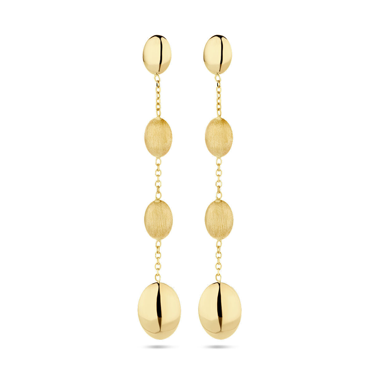 Fantasy Collection Hangende oorbellen poli/mat 14K geelgoud