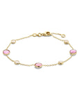 14K Geelgoud Armband Roze Robijn En Roze Opaal 17 - 19 Cm 4028521 - PansiteNederland.nl