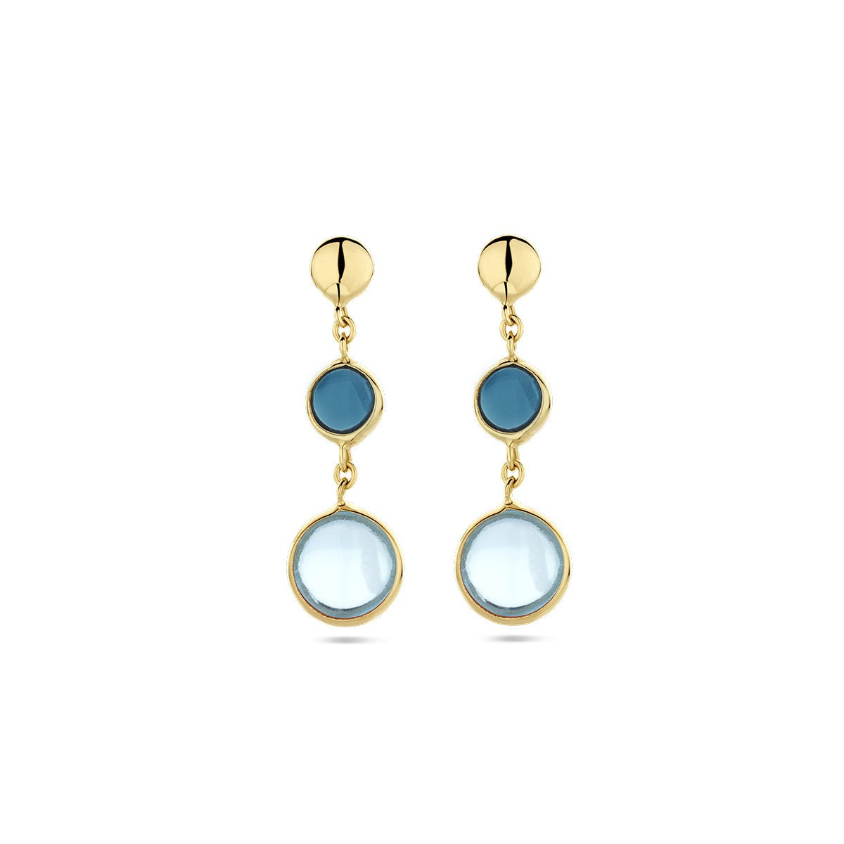 Fantasy Collection Hangende oorbellen blauw topaas en london blue topaas 14K geelgoud