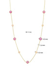 14K geelgoud collier roze robijn en roze opaal 42 - 45 cm 4028523 - PansiteNederland.nl