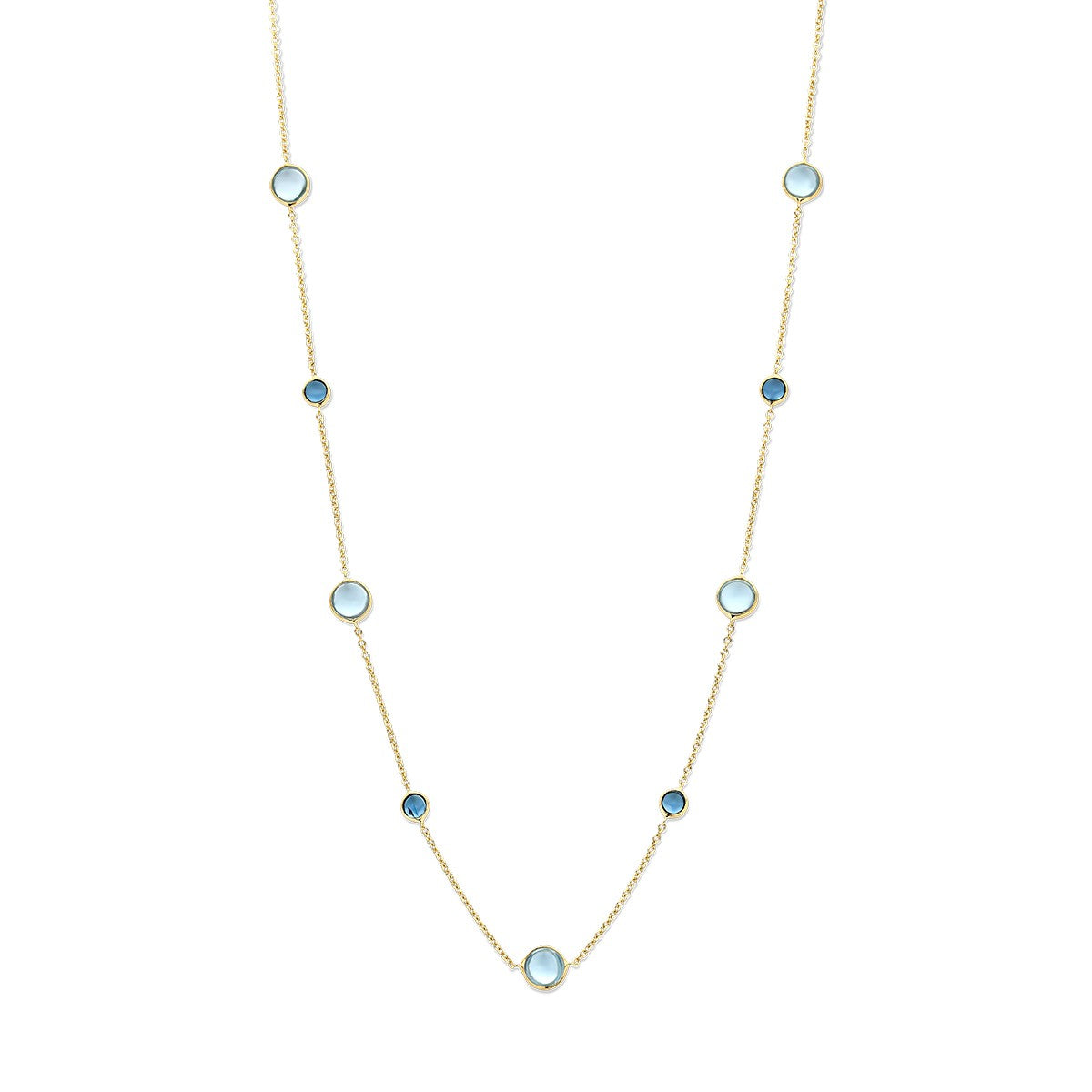 Fantasy Collection Collier blauw topaas en london blue topaas 42 - 45 cm 14K geelgoud