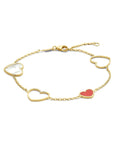 14K Geelgoud Armband Hartjes, Parelmoer En Rode Epoxy 16 - 18 Cm 4028541 - PansiteNederland.nl