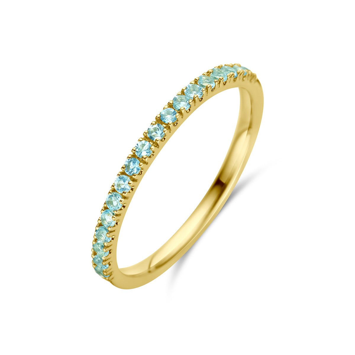 Fantasy Collection Ring met geboortesteen aquamarijn maart 14K geelgoud