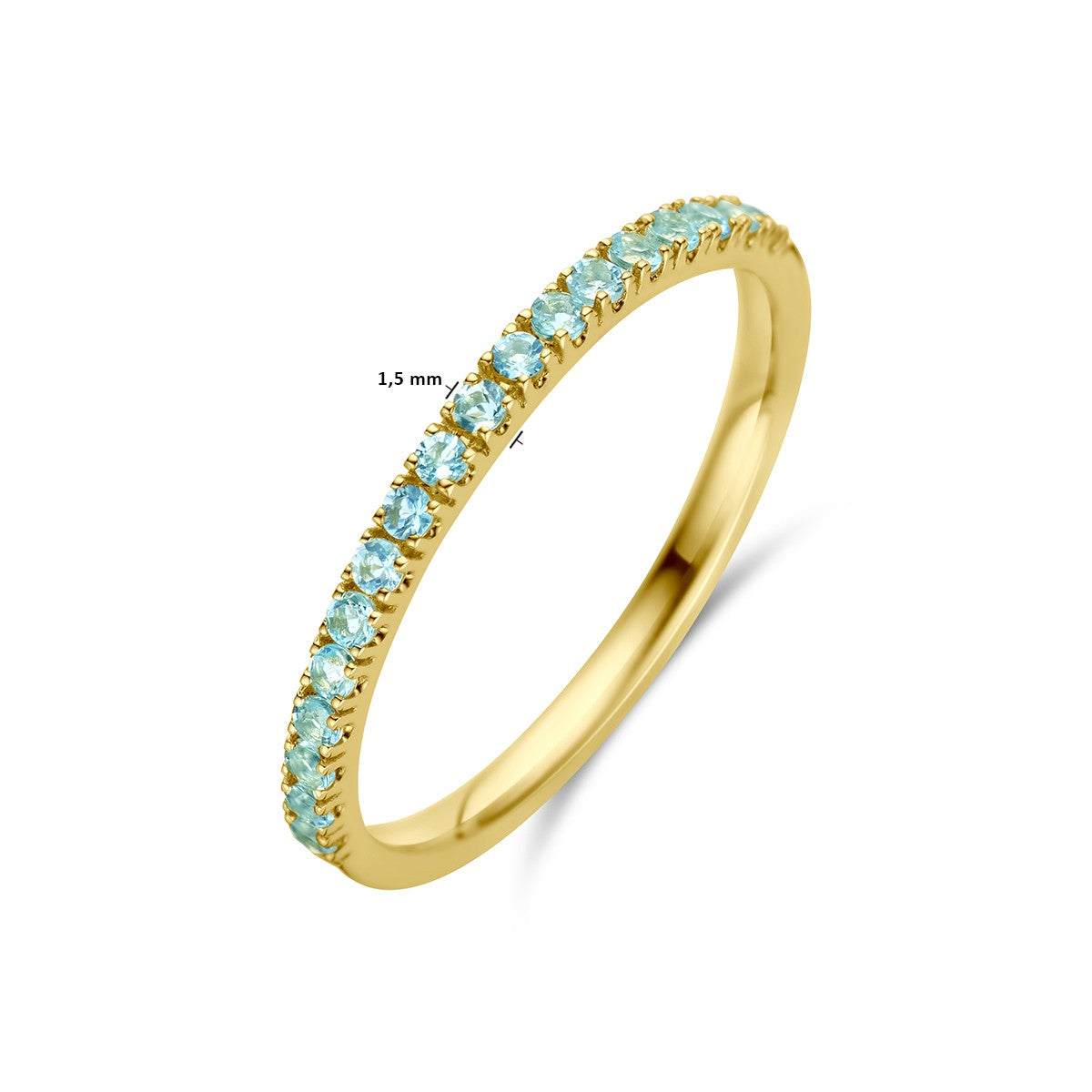 Fantasy Collection Ring met geboortesteen aquamarijn maart 14K geelgoud