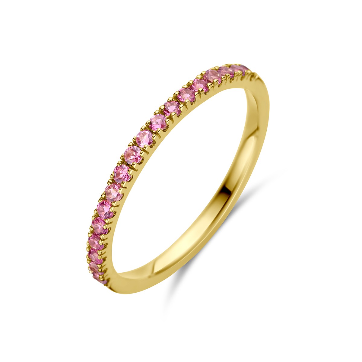 Fantasy Collection Ring met geboortesteen roze toermalijn oktober 14K geelgoud