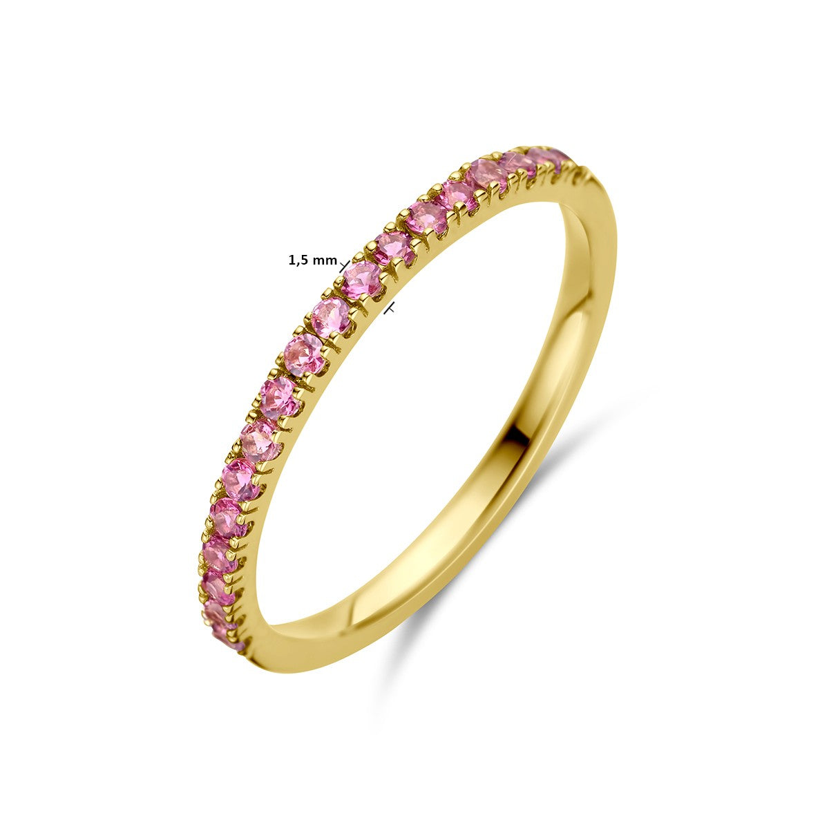 Fantasy Collection Ring met geboortesteen roze toermalijn oktober 14K geelgoud