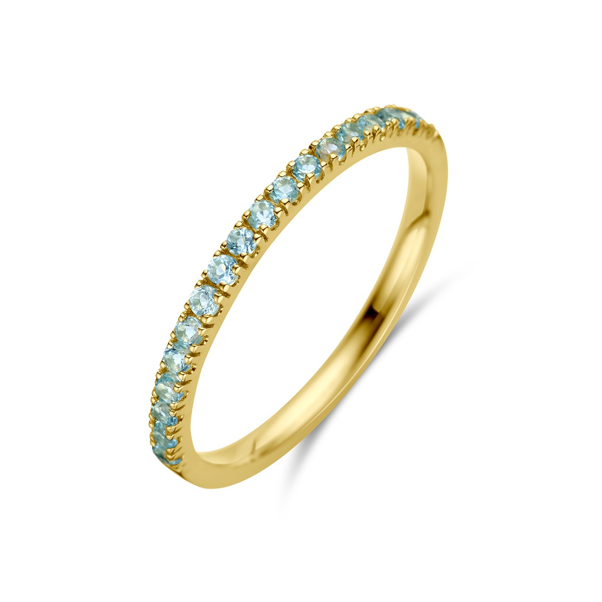 Fantasy Collection Ring met geboortesteen blauw topaas december 14K geelgoud