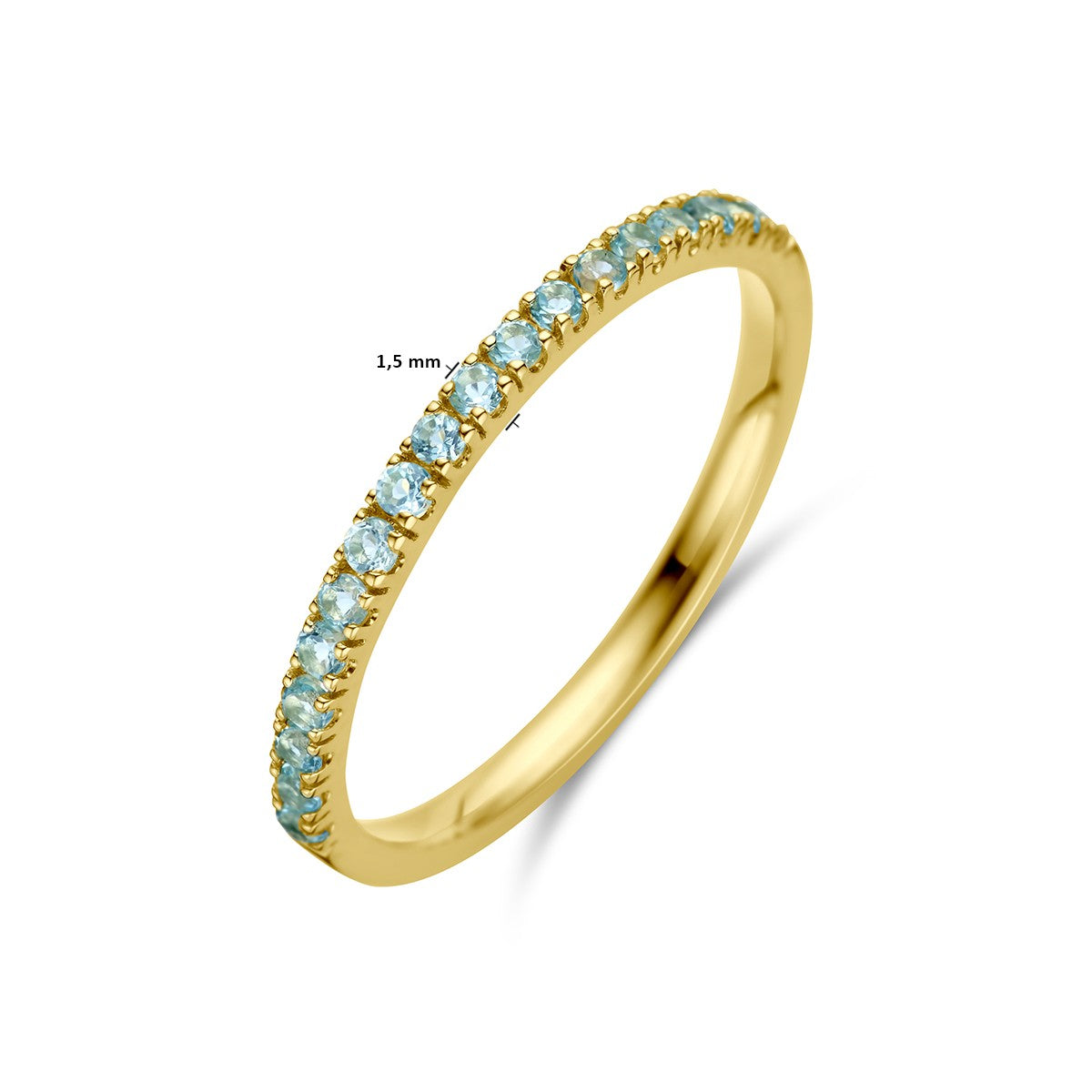 Fantasy Collection Ring met geboortesteen blauw topaas december 14K geelgoud
