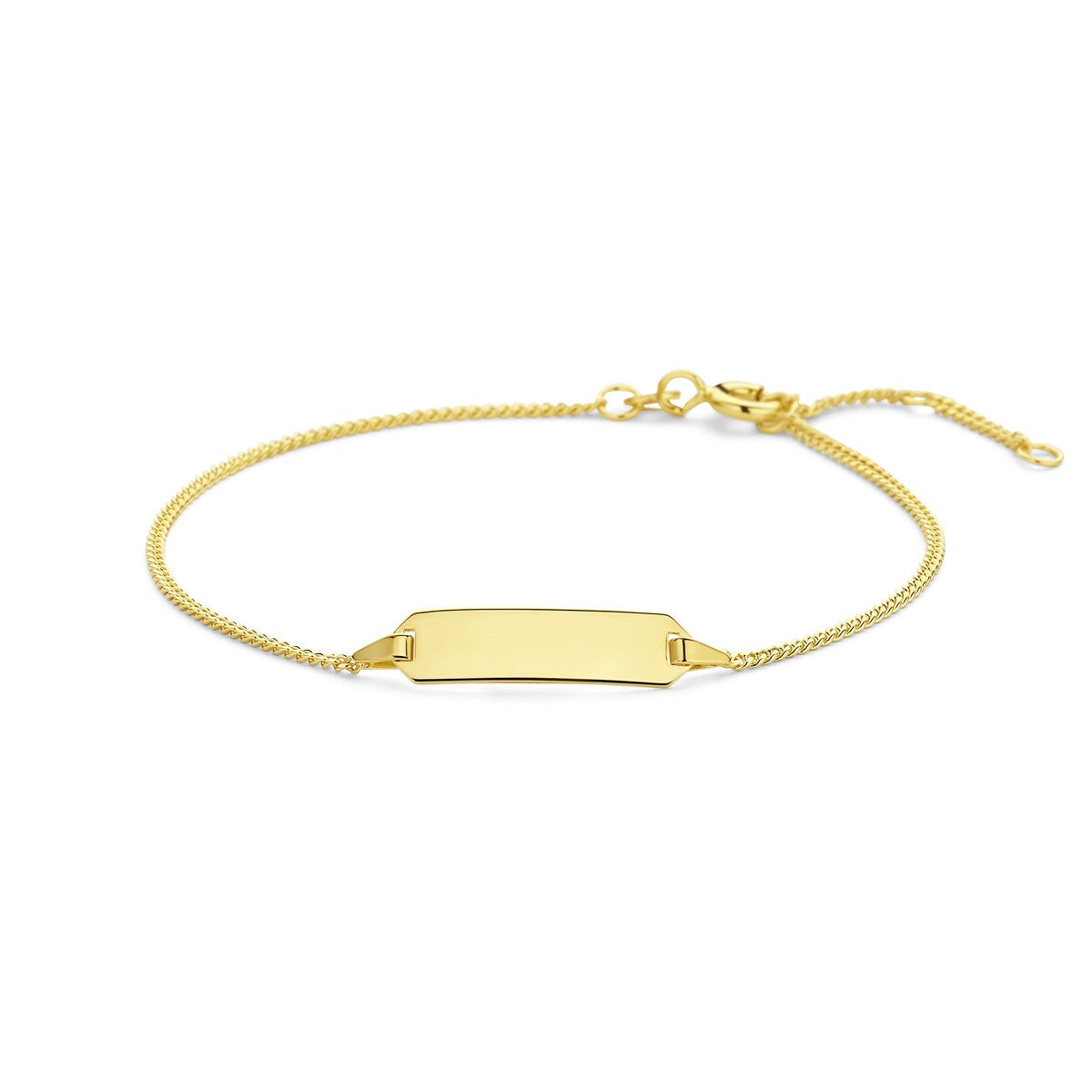 Fantasy Collection Graveerarmband plaat 5,3 mm 16,5 - 17,5 - 19 cm 14K geelgoud