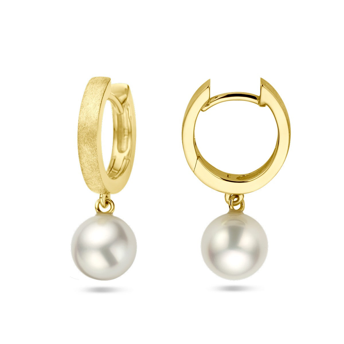 Fantasy Collection Oorbellen parel gescratcht 24 mm 14K geelgoud