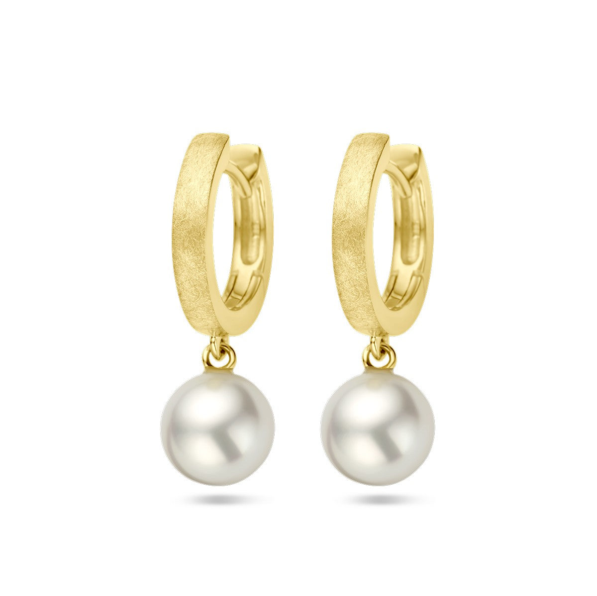 Fantasy Collection Oorbellen parel gescratcht 24 mm 14K geelgoud